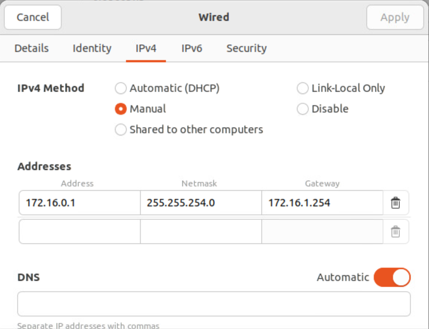 Static IP settings